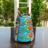 Hand Painted 3 Tier Steel Tiffin Box - Blue